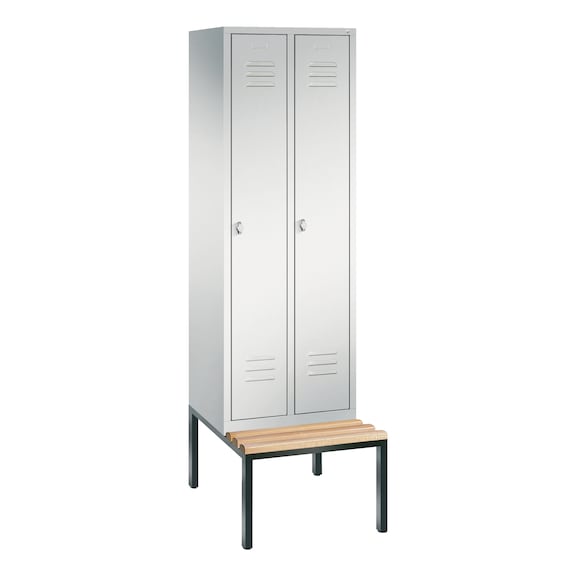 C+P Locker Classic, 2 compartments, H2090B610D815 mm, light gray No. 8050-20|S10000 - Clothes locker (workshop)