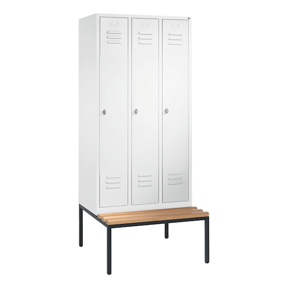 C+P Classic locker, 3 compartments, H2090B900D815 mm, light gray No. 8050-30|S10000 - Clothes locker (workshop)