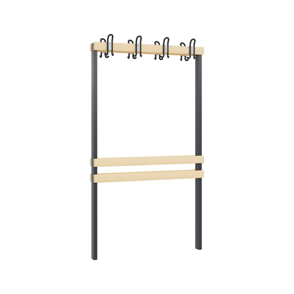 C+P Garderobenteil 2-seitig, H1650B1000 mm, Schwarzgrau Nr. 8050-712|S10000 - Kleiderspind (Werkstatt)