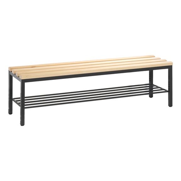 C+P bench seat, H420B1500D350 mm, black-grey No. 8051-010|S10065 - Workshop cabinet