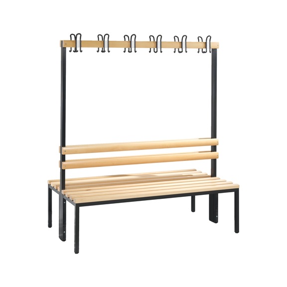 C+P Wardrobe bench, 2-sided, H1650B1500D750 mm, black-grey No. 8051-200|S10001 - Clothes locker (workshop)