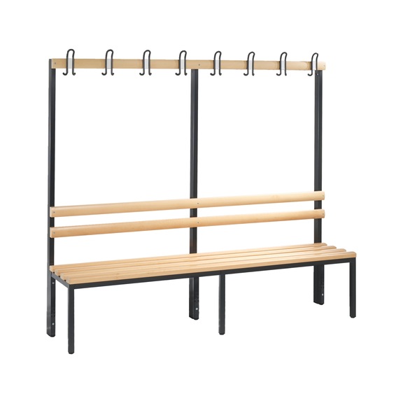 C+P Wardrobe bench 1-sided, H1650B1960D400 mm, black-grey No. 8052-100|S10026 - Clothes locker (workshop)