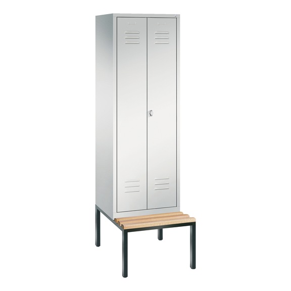 C+P Locker Classic, 2 compartments, H2090B610D815 mm, light gray No. 8052-20|S10004 - Clothes locker (workshop)