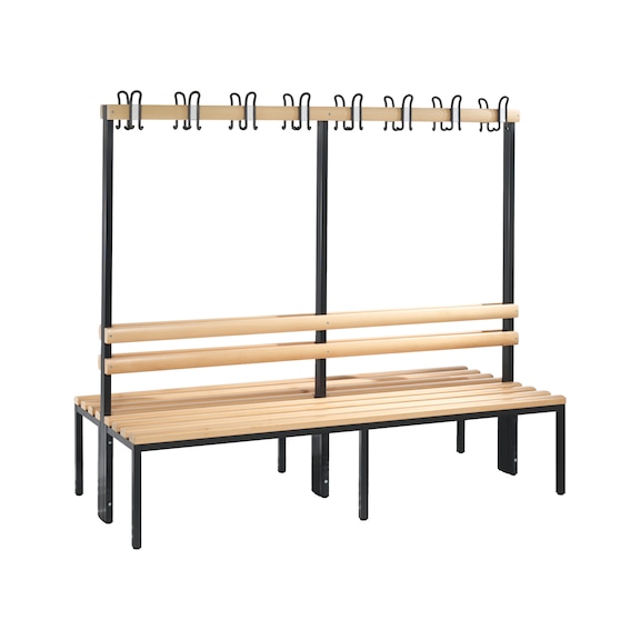 C+P Garderobenbank 2-seitig, H1650B1960T750 mm, Schwarzgrau Nr. 8052-200|S10029 - Kleiderspind (Werkstatt)