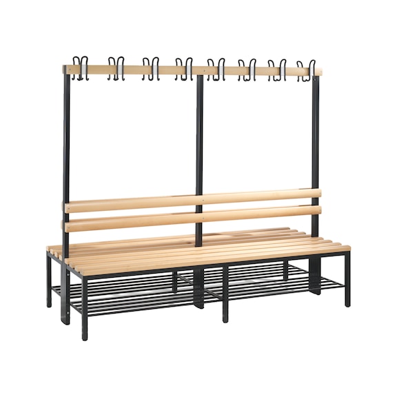 C+P Wardrobe bench 2-sided, H1650B1960D750 mm, black-grey No. 8052-210|S10041 - Clothes locker (workshop)
