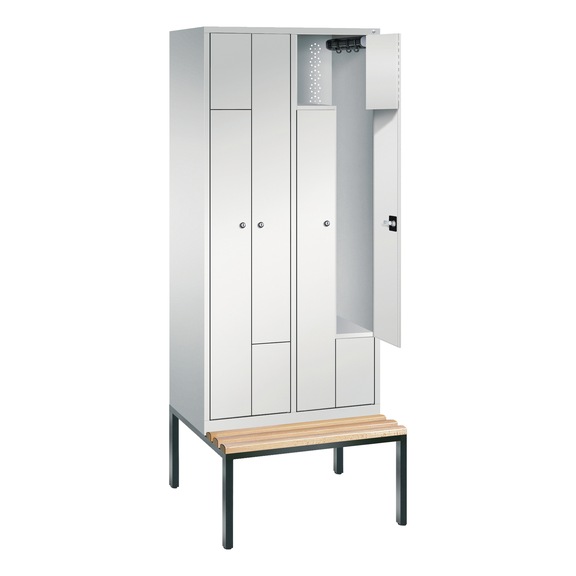 C+P Z-locker Classic, 4 compartments, H2090B820D510 mm, light gray No. 8053-224|S10000 - Clothes locker (workshop)