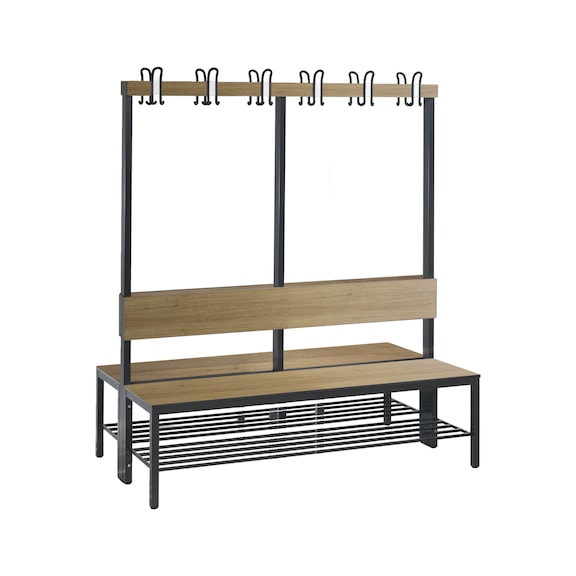 C+P Wardrobe bench 2-sided, damp room, H1650B1500D760 mm, No. 8061-210|S10014 - Clothes locker (workshop)