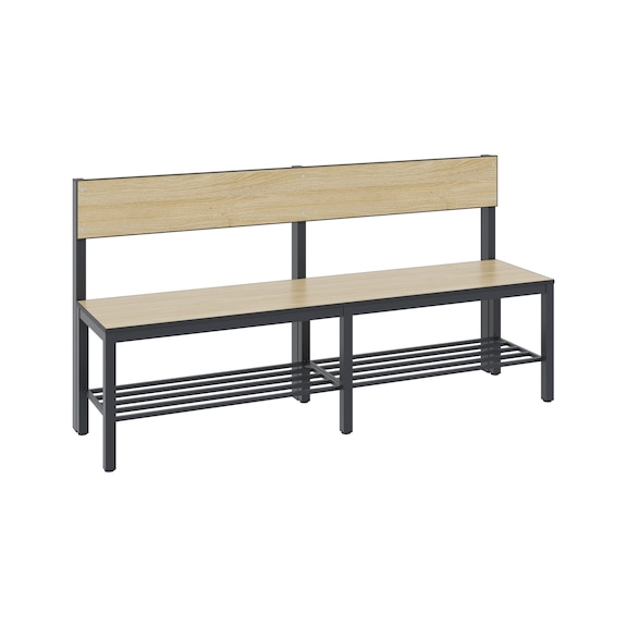 C+P Bench with backrest, wet room, H796B1500D407 mm, No. 8061-310|S10014 - Workshop cabinet