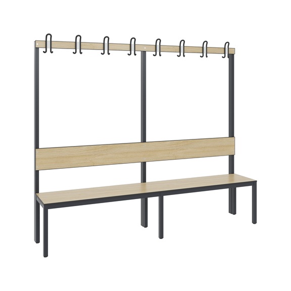 C+P Wardrobe bench 1-sided, damp room, H1650B1960D407 mm, No. 8062-100|S10004 - Clothes locker (workshop)