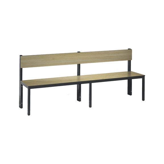 C+P Bench with backrest, wet room, H796B1960D407 mm, No. 8062-300|S10004 - Workshop cabinet