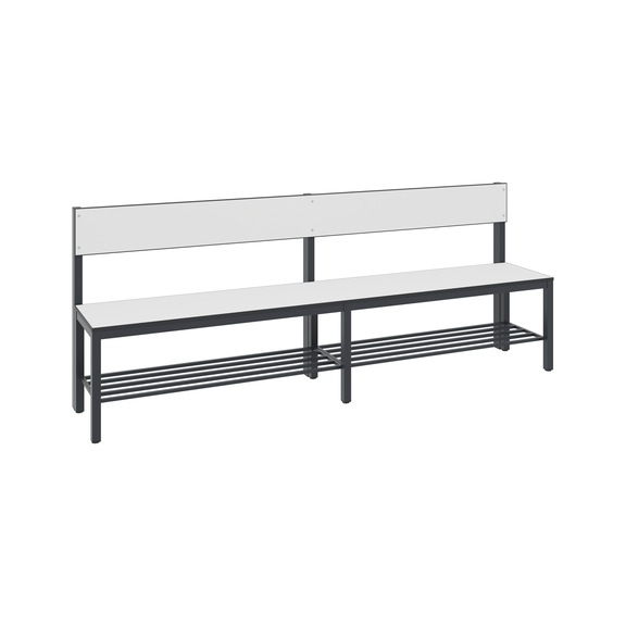 C+P Bench with backrest, wet room, H796B1960D407 mm, No. 8062-310|S10000 - Workshop cabinet