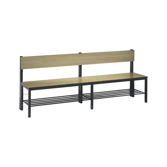 C+P Bench with backrest, wet room, H796B1960D407 mm, No. 8062-310|S10004 - Workshop cabinet