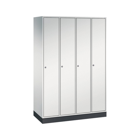 C+P Locker Intro, 4 compartments, H1950B1220D490 mm, light gray No. 8170-401|S10001 - Clothes locker (workshop)