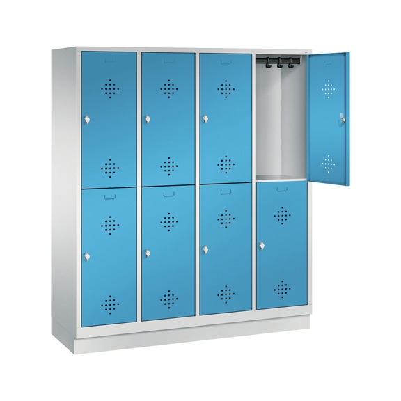 C+P Locker double-decker Classic, 4 compartments, H1800B1590D500 mm No. 8320-42|S10004 - Clothes locker (workshop)