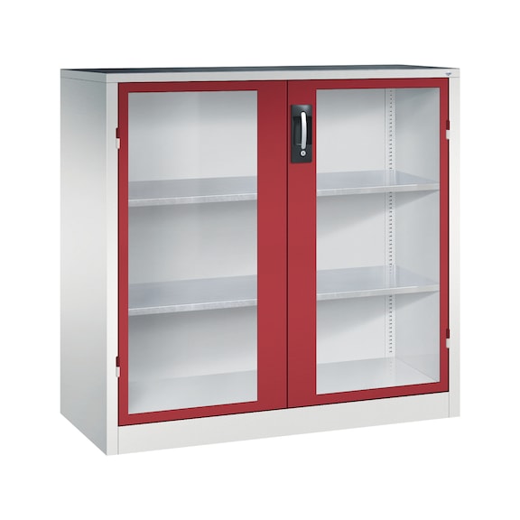 C+P Workshop cupboard with window, H1200B1200D500 mm, No. 8531-055|S10171 - Workshop cabinet