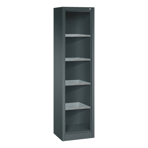 C+P Workshop shelf with rear panel, H1950B502D400 mm, anthracite No. 8900-02|S10017 - Shelving (workshop)