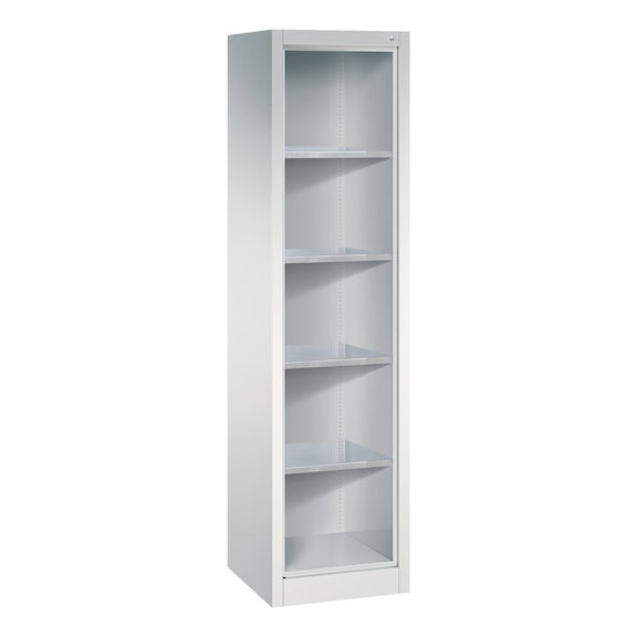 C+P Workshop shelf with rear panel, H1950B502D500 mm, light gray No. 8901-02|S10000 - Shelving (workshop)