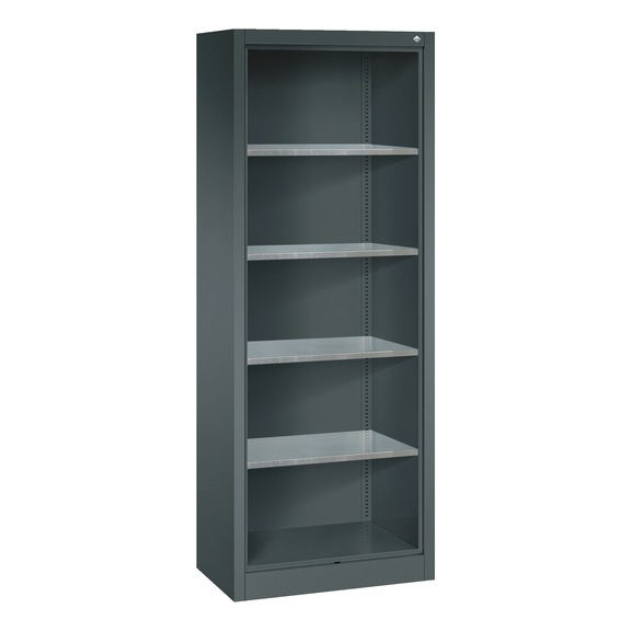 C+P Workshop shelf with rear panel, H1950B700D400 mm, anthracite No. 8910-02|S10017 - Shelving (workshop)