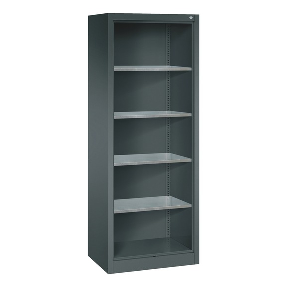 C+P Workshop shelf with rear panel, H1950B700D500 mm, anthracite No. 8911-02|S10013 - Shelving (workshop)