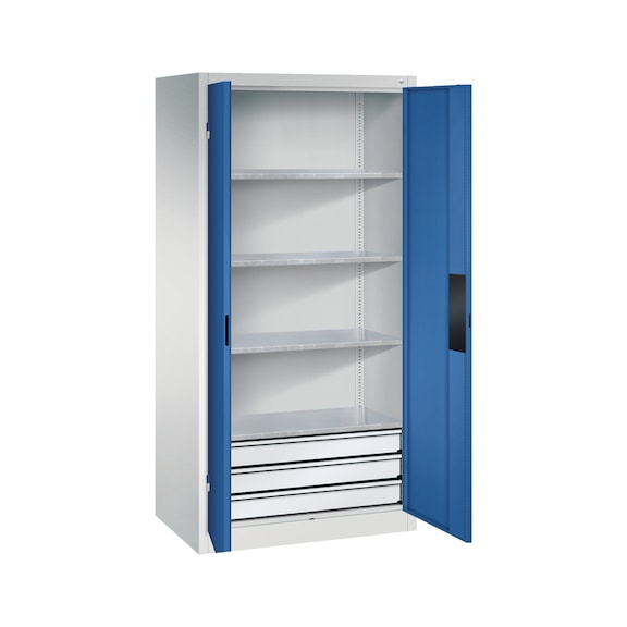 C+P Heavy-duty cupboard with drawer fronts H1950B930D600 mm No 8922-523|S10092 - Workshop cabinet