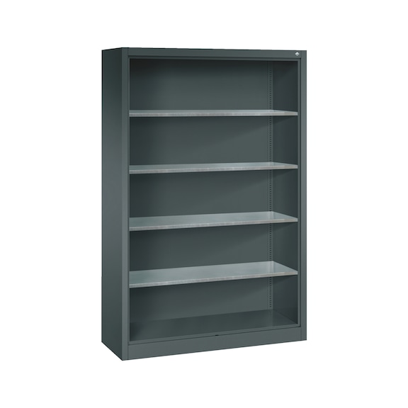 C+P Workshop shelf with rear panel, H1950B1200D400 mm, anthracite No. 8930-02|S10018 - Shelving (workshop)