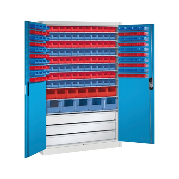 C+P Workshop cupboard, H1950B1200D500 mm, light gray/light blue No. 8931-501|S10062 - Workshop cabinet