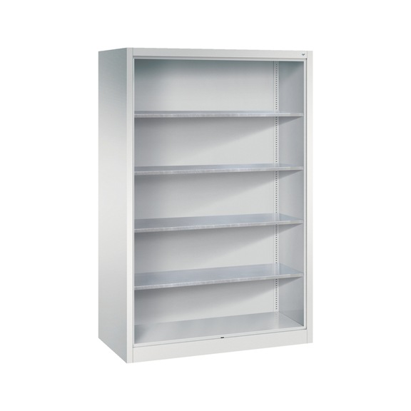 C+P Workshop shelf with rear panel, H1950W1200D600 mm, light gray No. 8932-02|S10000 - Shelving (workshop)