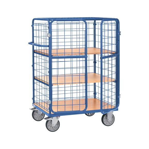 FETRA 8482-3DE shelf trolley, height 1,552 mm, 1,000x700 mm - Shelf trolley with hinged doors, three shelves