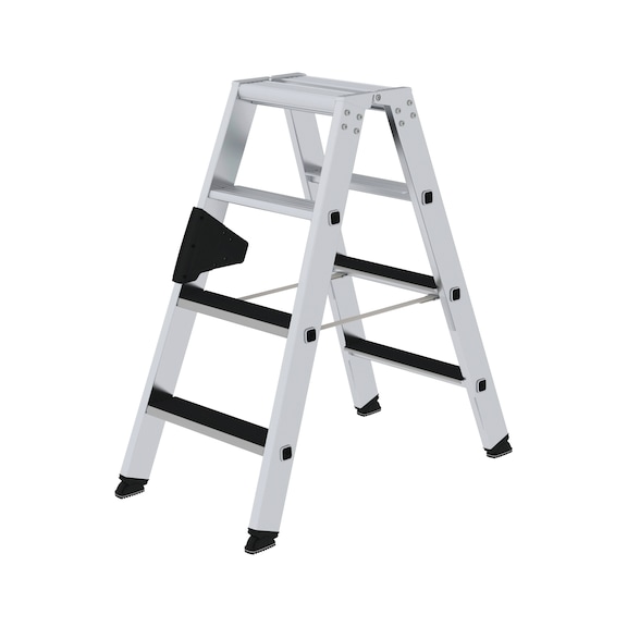 GÜNZBURGER step ladder, two-sided access, clip-step, 2x4 steps - Aluminium step ladder, two-sided access, clip-step