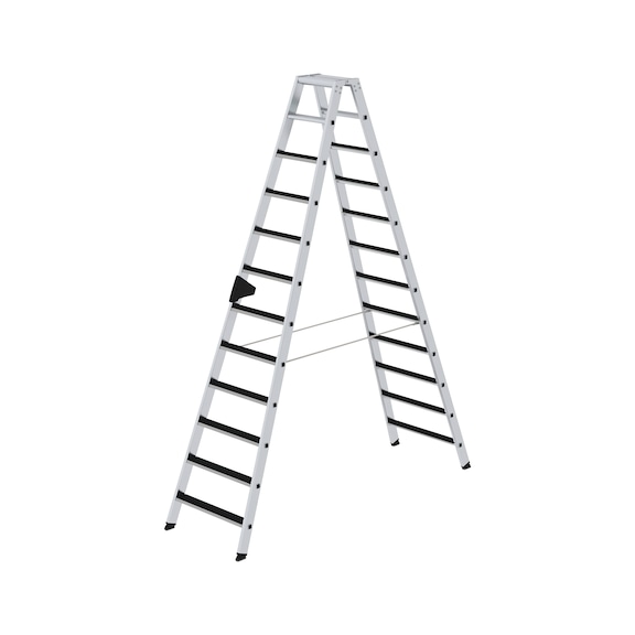 GÜNZBURGER escabeau, accès des deux côtés, clip-step, 2x12 marches - Escabeau en aluminium, accès des deux côtés, clip-step