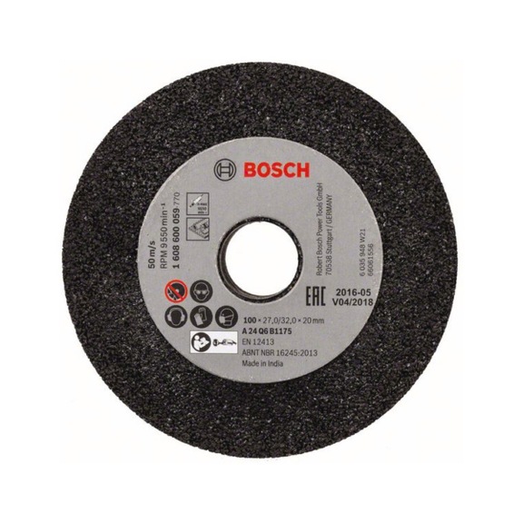 BOSCH Grinding wheel for straight grinder 100 mm 20 mm 24 1608600059 - Abrasive made of bonded abrasive with bore or thread