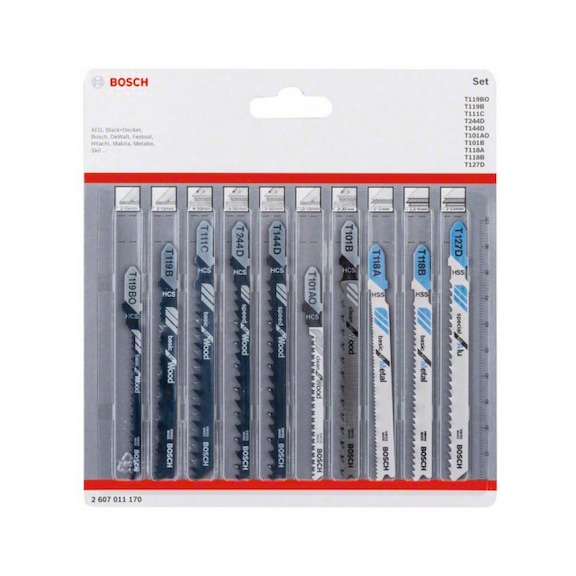 BOSCH 10-piece jigsaw blade set for Wood and Metal T-shank 2607011170 - Saw blade for jigsaw