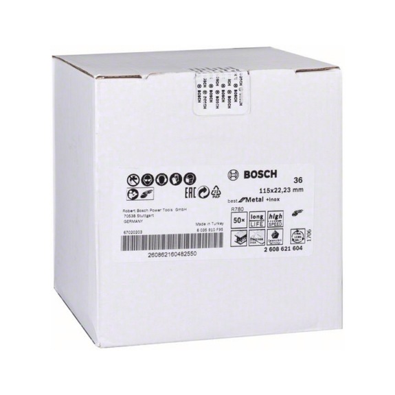 BOSCH Fiberschleifscheibe R780 Best for Metal and Inox 115x22,23mm 36 2608621604 - Fiberschleifscheibe