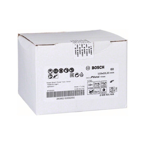 BOSCH Fiber sanding disc R780 Best for Metal and Inox 115x22,23mm 60 2608621606 - Fiber sanding disc