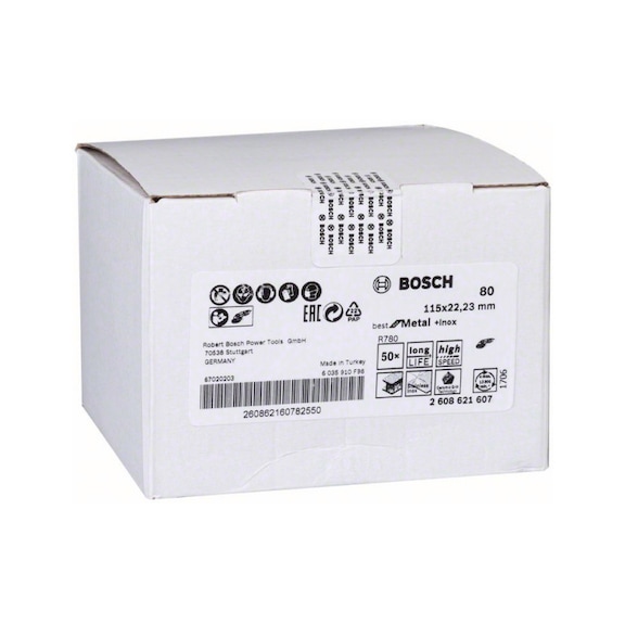 BOSCH Fiberschleifscheibe R780 Best for Metal and Inox 115x22,23mm 80 2608621607 - Fiberschleifscheibe