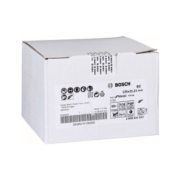 BOSCH Fiber sanding disc R780 Best for Metal and Inox 125x22,23mm 60 2608621612 - Fiber sanding disc