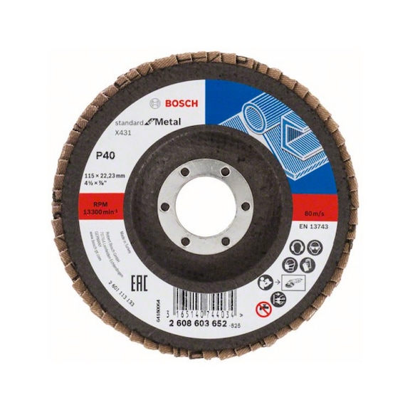 BOSCH flap disc X431 angled 115 mm 22.23 mm 40 2608603652 - Flap disc