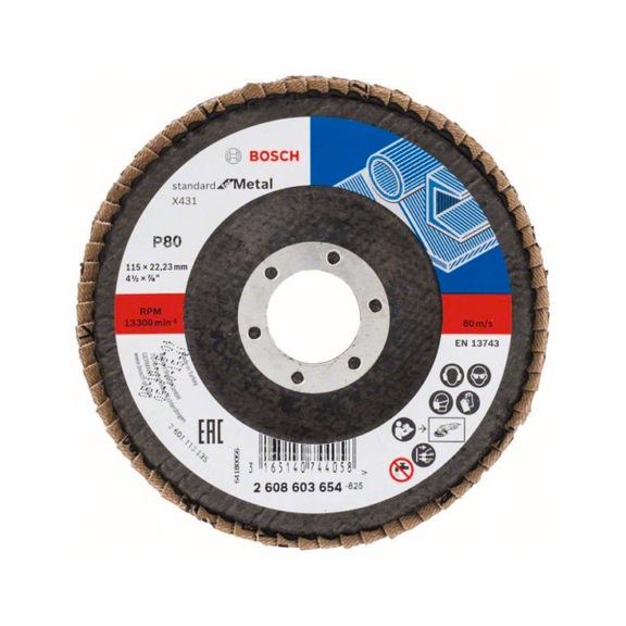 BOSCH flap disc X431 angled 115 mm 22.23 mm 80 2608603654 - Flap disc