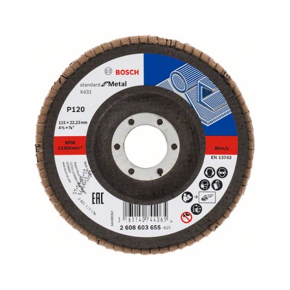 BOSCH flap disc X431 angled 115 mm 22.23 mm 120 2608603655 - Flap disc