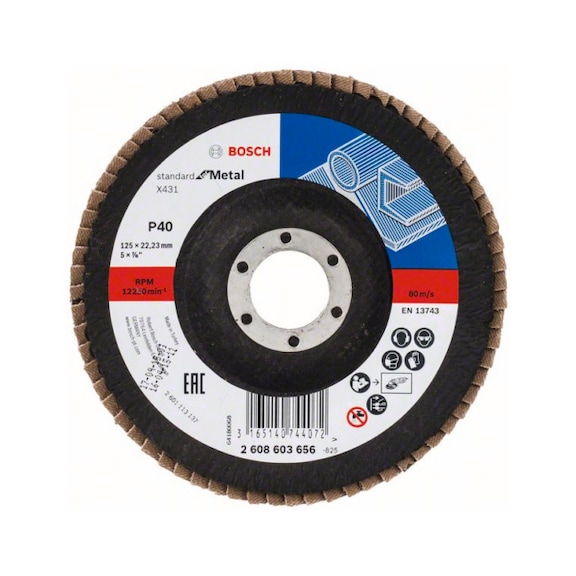 BOSCH flap disc X431 angled 125 mm 22.23 mm 40 2608603656 - Flap disc