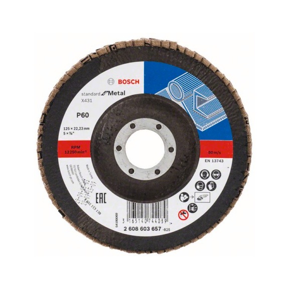 BOSCH flap disc X431 angled 125 mm 22.23 mm 60 2608603657 - Flap disc