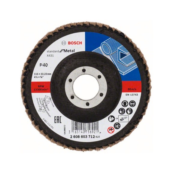 BOSCH flap disc X431 straight 115 mm 40 glass cloth 2608603712 - Flap disc