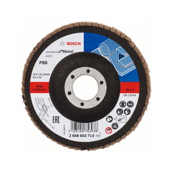 BOSCH Flap disc X431 straight 115 mm 60 glass cloth 2608603713 - Flap disc