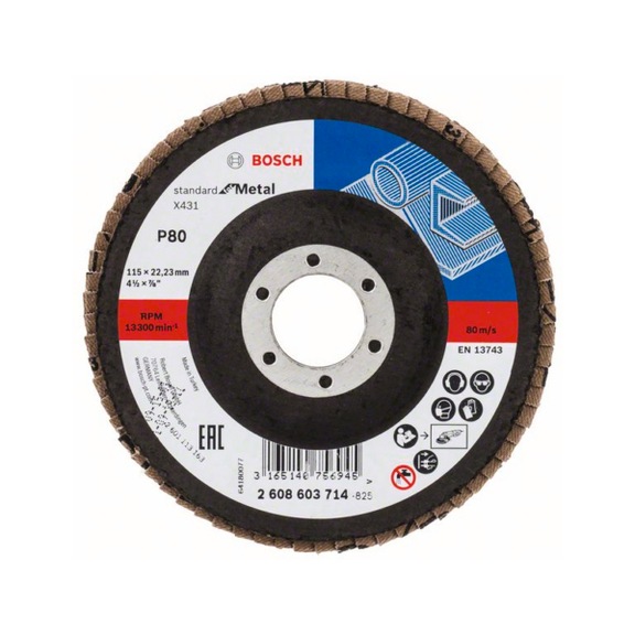 BOSCH Flap disc X431 straight 115 mm 80 Glass cloth 2608603714 - Flap disc