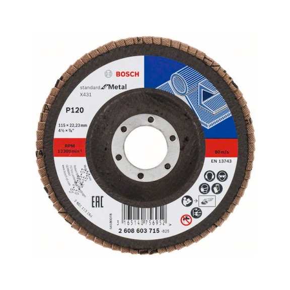 BOSCH Flap disc X431 straight 115 mm 120 Glass cloth 2608603715 - Flap disc