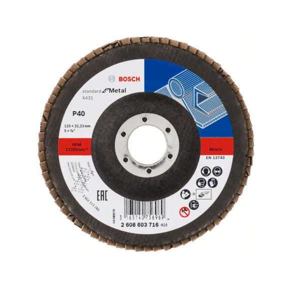 BOSCH Flap disc X431 straight 125 mm 40 Glass cloth 2608603716 - Flap disc
