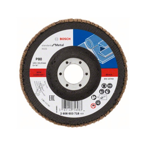 BOSCH Flap disc X431 straight 125 mm 80 Glass cloth 2608603718 - Flap disc