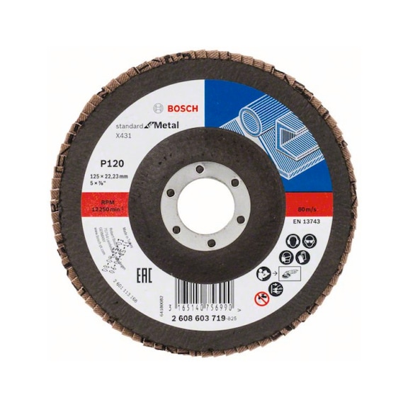 BOSCH Flap disc X431 straight 125 mm 120 Glass cloth 2608603719 - Flap disc