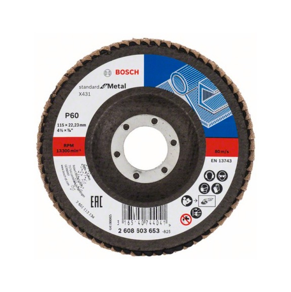 BOSCH Flap disc X431 angled 115 mm 22.23 mm 60 2608603653 - Flap disc