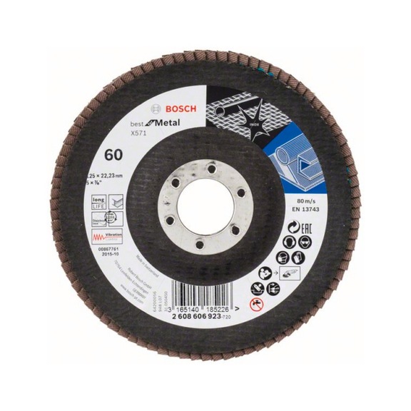 BOSCH Flap disc X571 angled 125 mm 60 glass cloth 2608606923 - Flap disc